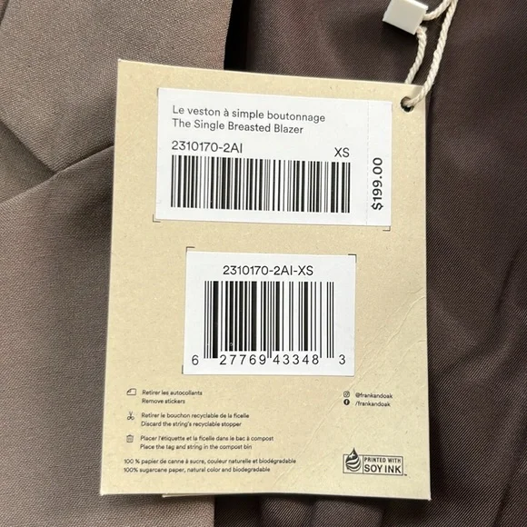 Frank And Oak The Relaxed 2-Button Blazer in Dark Taupe Size XS - Picture 9 of 10